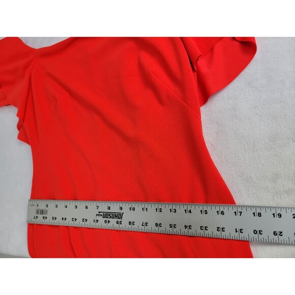Lauren Ralph Lauren Womens Red Flutter-Sleeve Sheath Dress Size 8 Stretch New - Picture 7 of 9